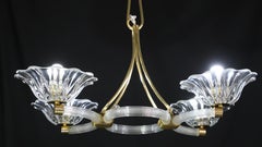 Extraordinary Art Deco Murano Glass and Bras Chandelier by Barovier e Toso, 1950