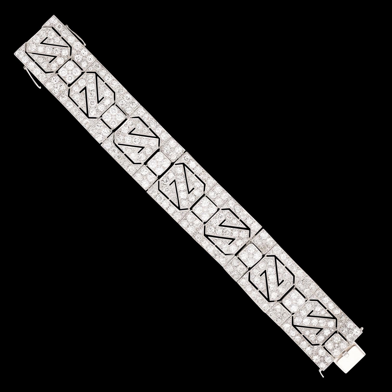 Straordinario bracciale Art Deco in platino con diamanti In condizioni ottime in vendita a San Francisco, CA