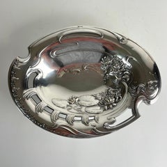 Extraordinary Art Nouveau Silvered Brass Dish, Stockholm, ca. 1900