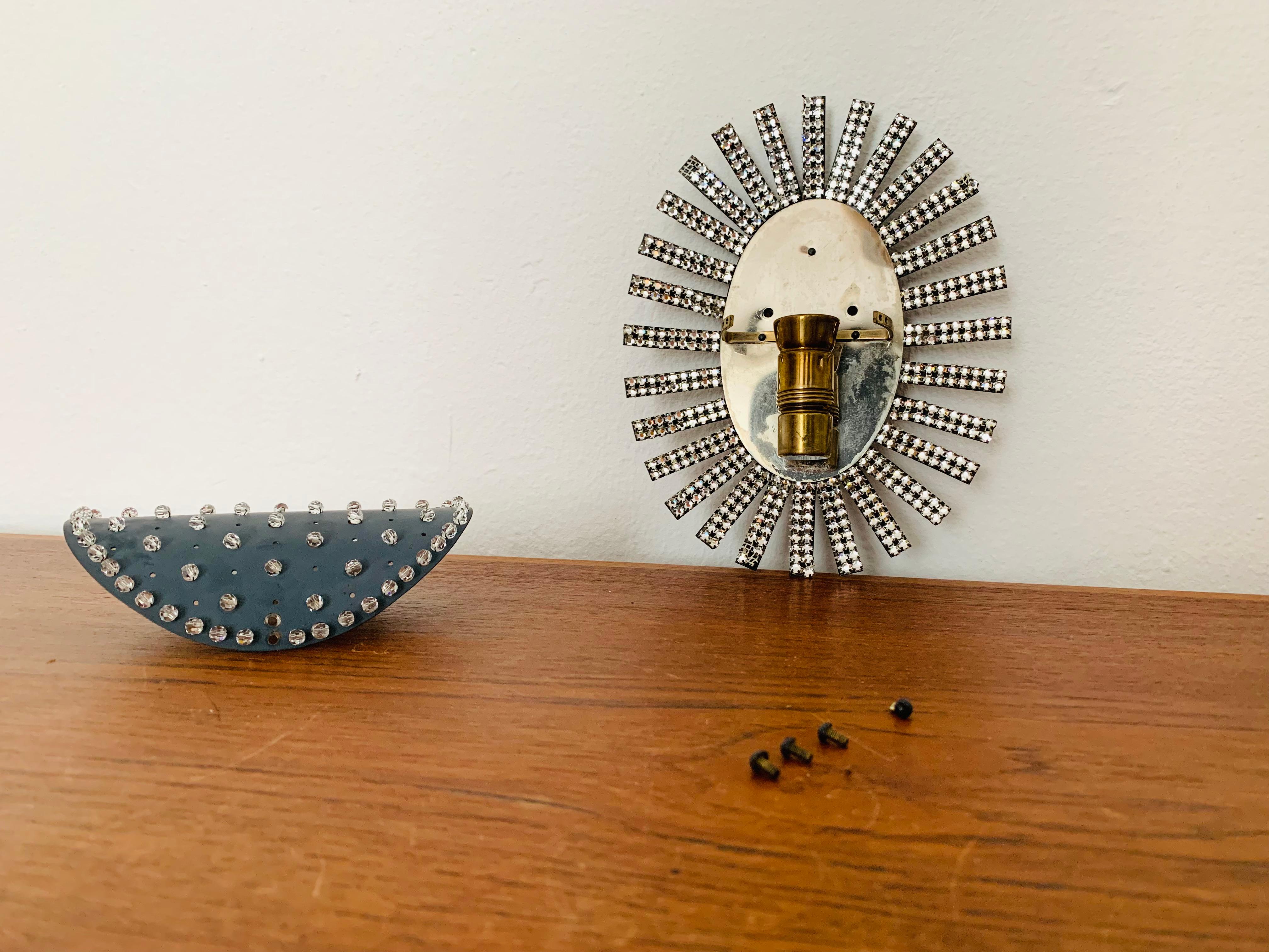 Extraordinary Austrian Crystal Glass Sunburst Wall Lamp For Sale 8
