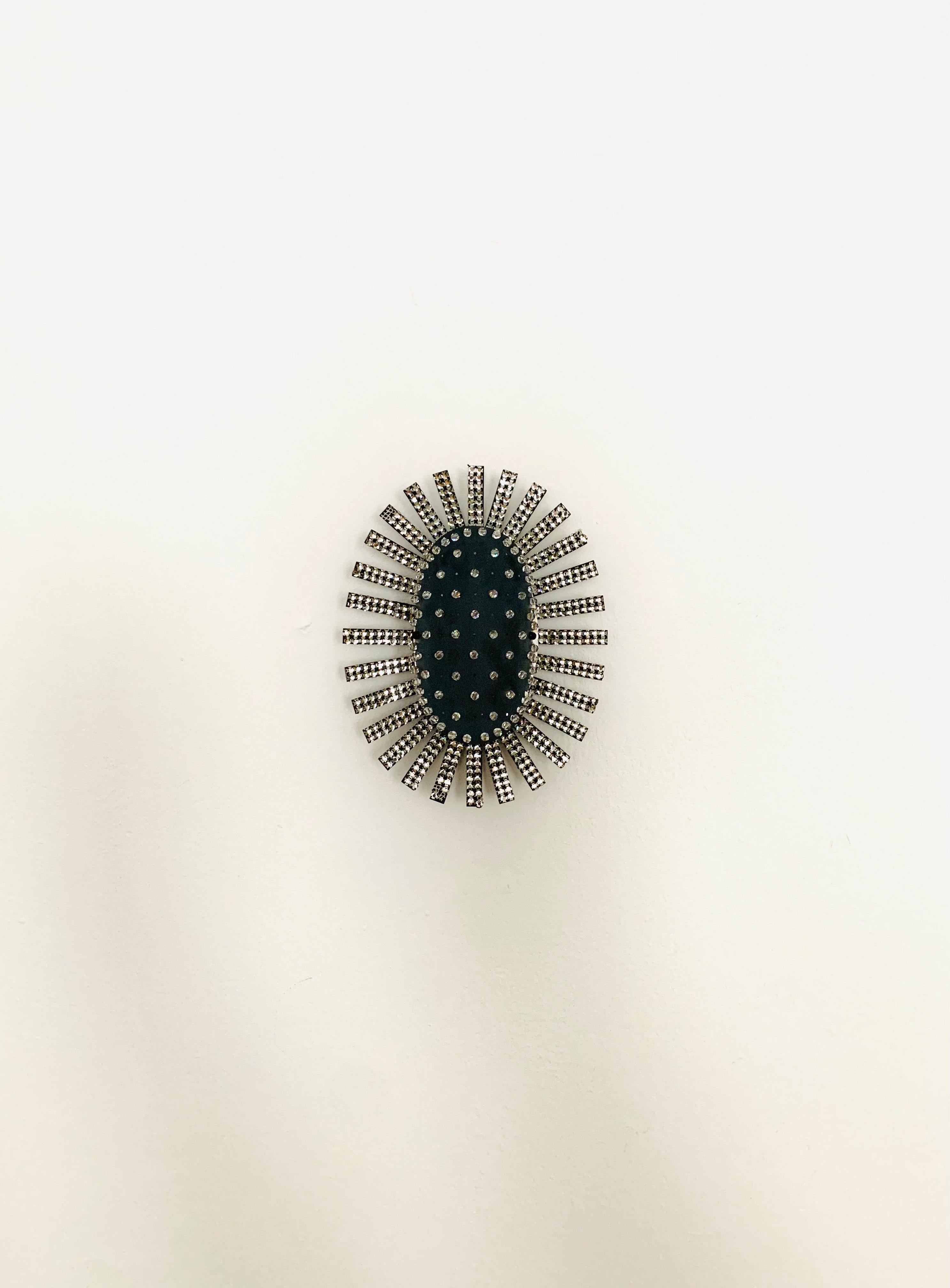 Mid-Century Modern Extraordinary Austrian Crystal Glass Sunburst Wall Lamp For Sale