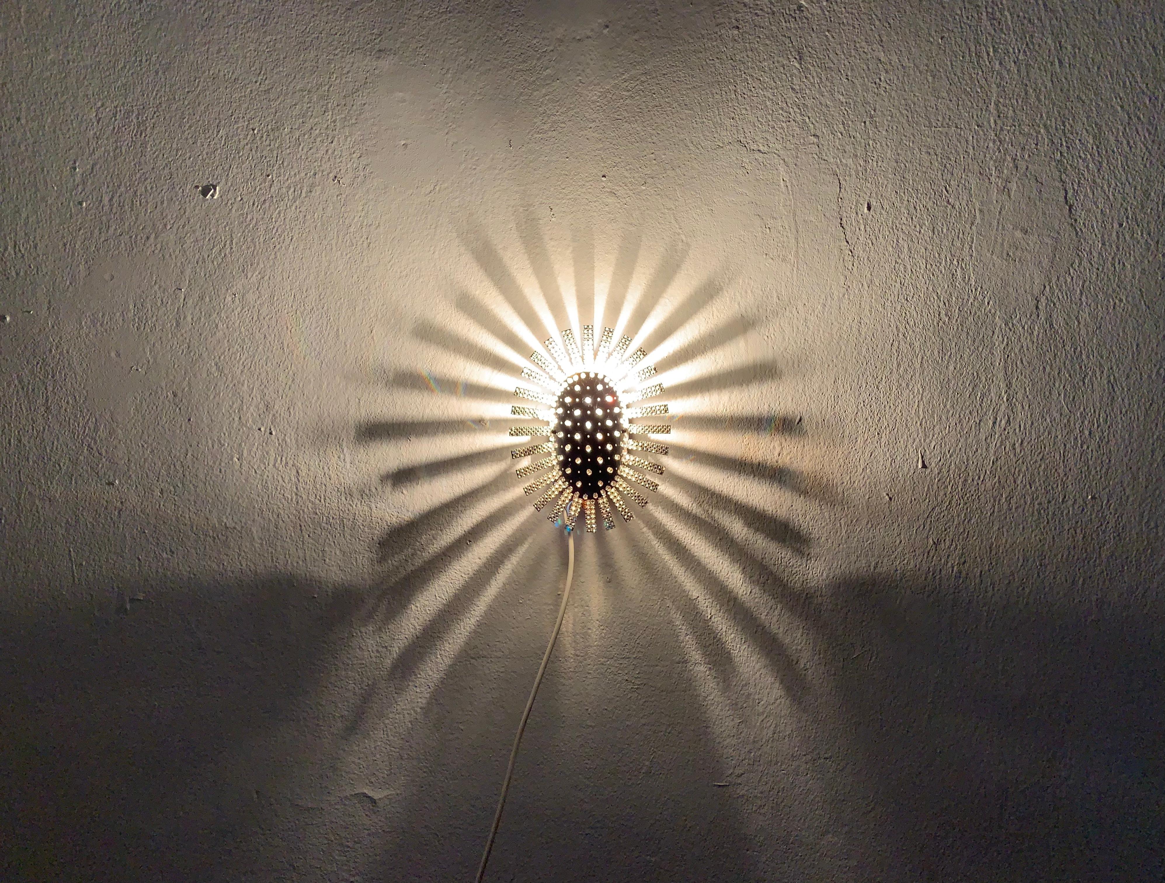 Extraordinary Austrian Crystal Glass Sunburst Wall Lamp For Sale 2