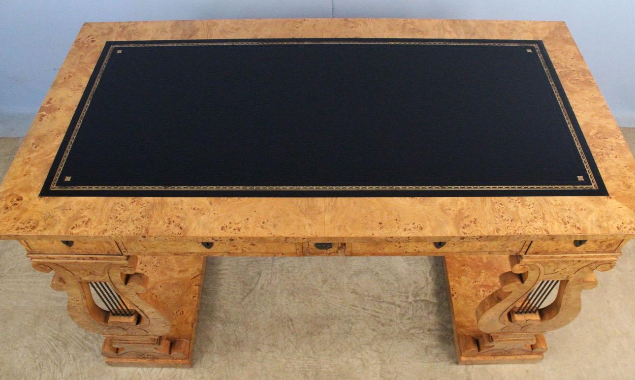 A Magnificent and Virtually Impossible to replicate Baker Stately Homes Burled Mappa Russian Empire Desk and Matching Chair. 
Extraordinary in every way. 