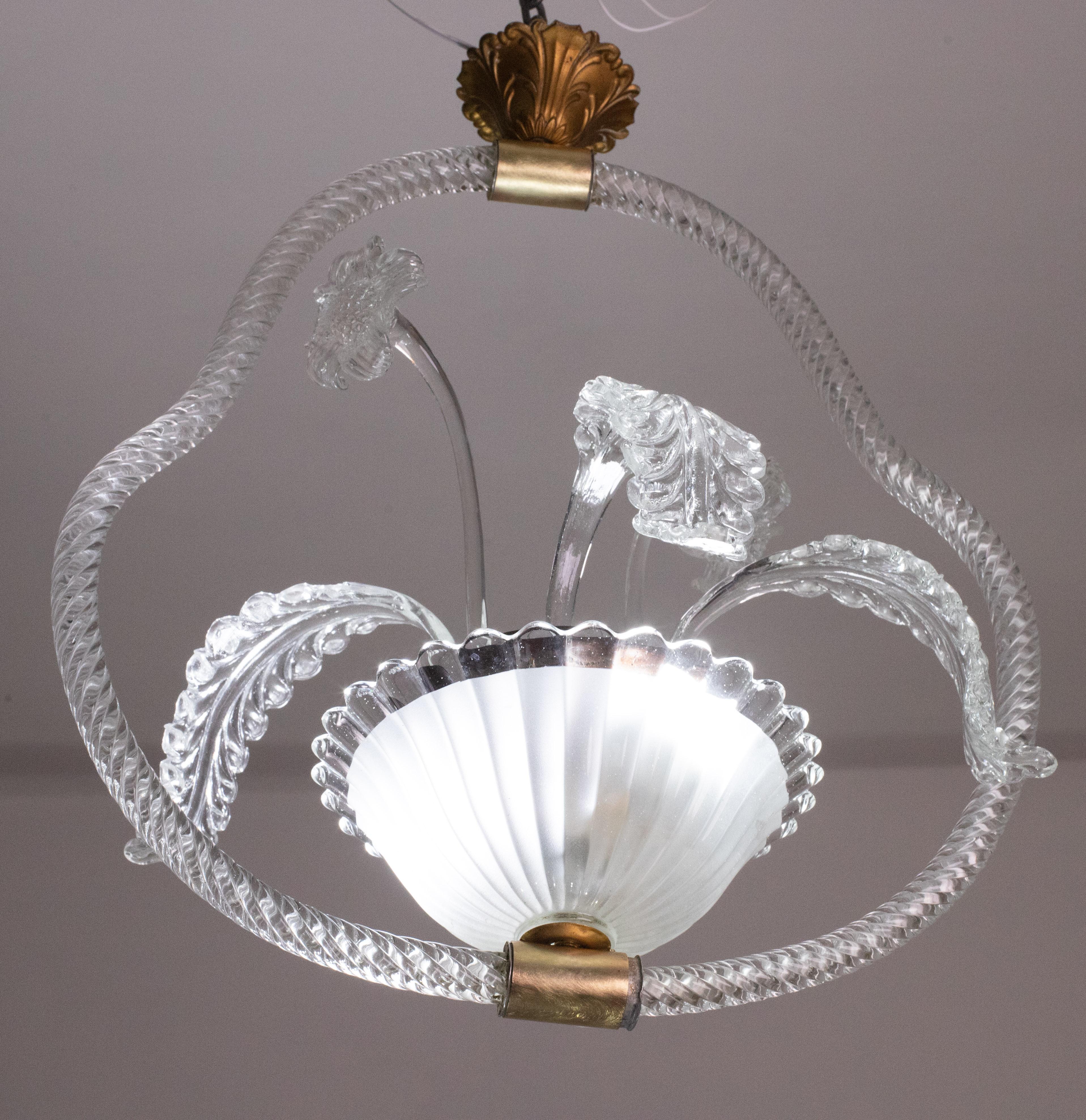 Extraordinary Barovier e Toso Light with Flowers, 1940s For Sale 4