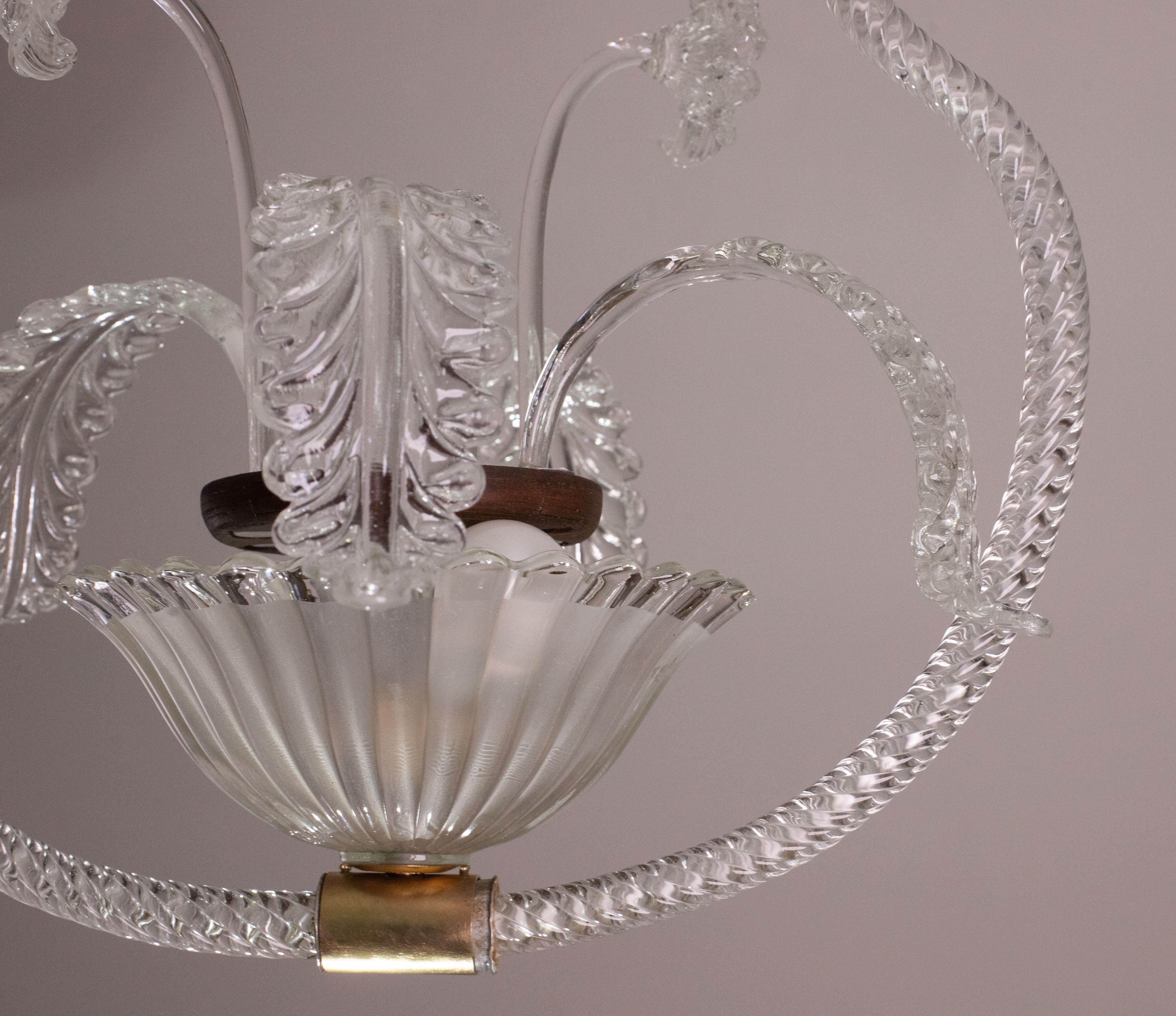 Murano Glass Extraordinary Barovier e Toso Light with Flowers, 1940s For Sale