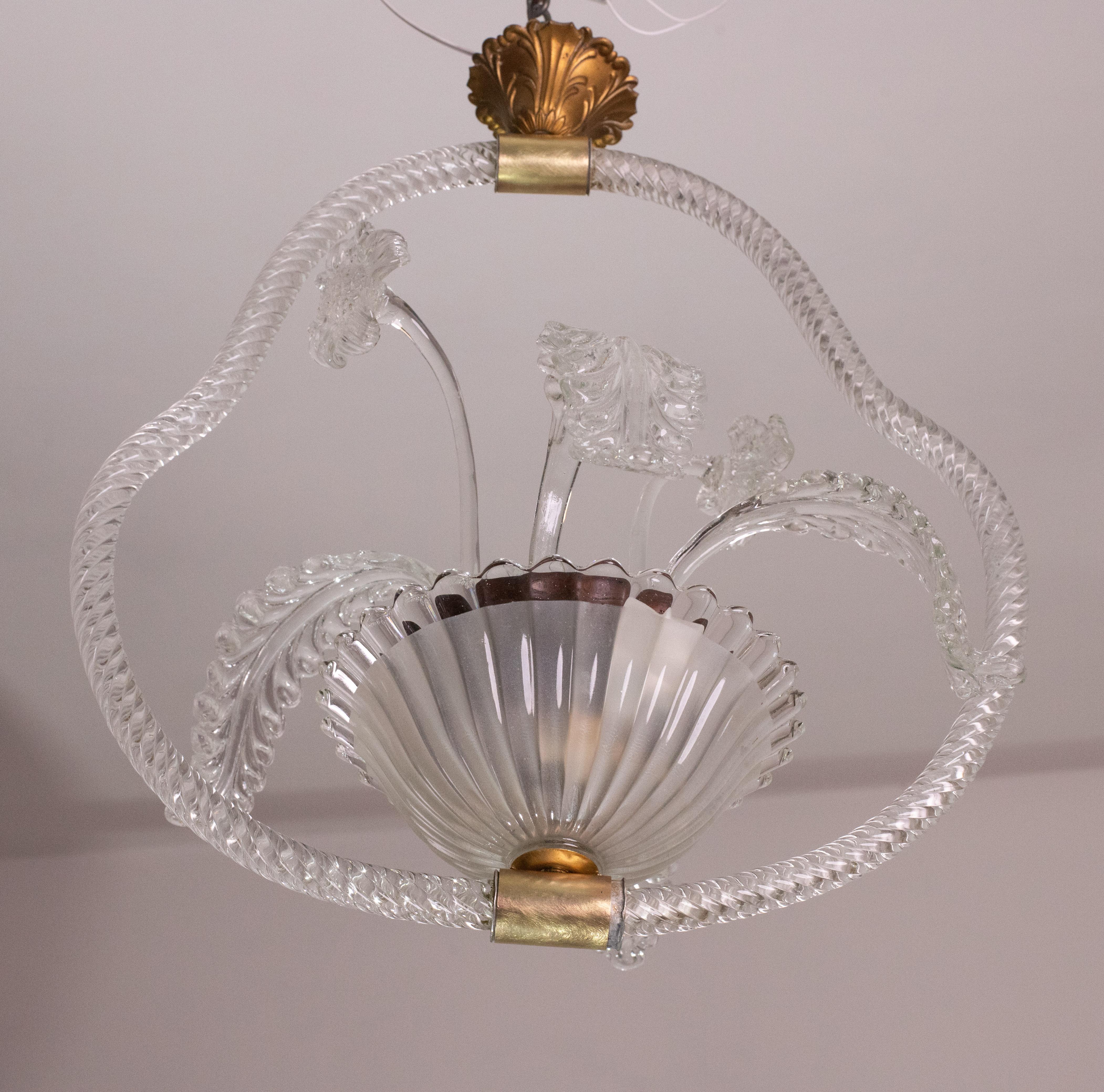 Extraordinary Barovier e Toso Light with Flowers, 1940s For Sale 3