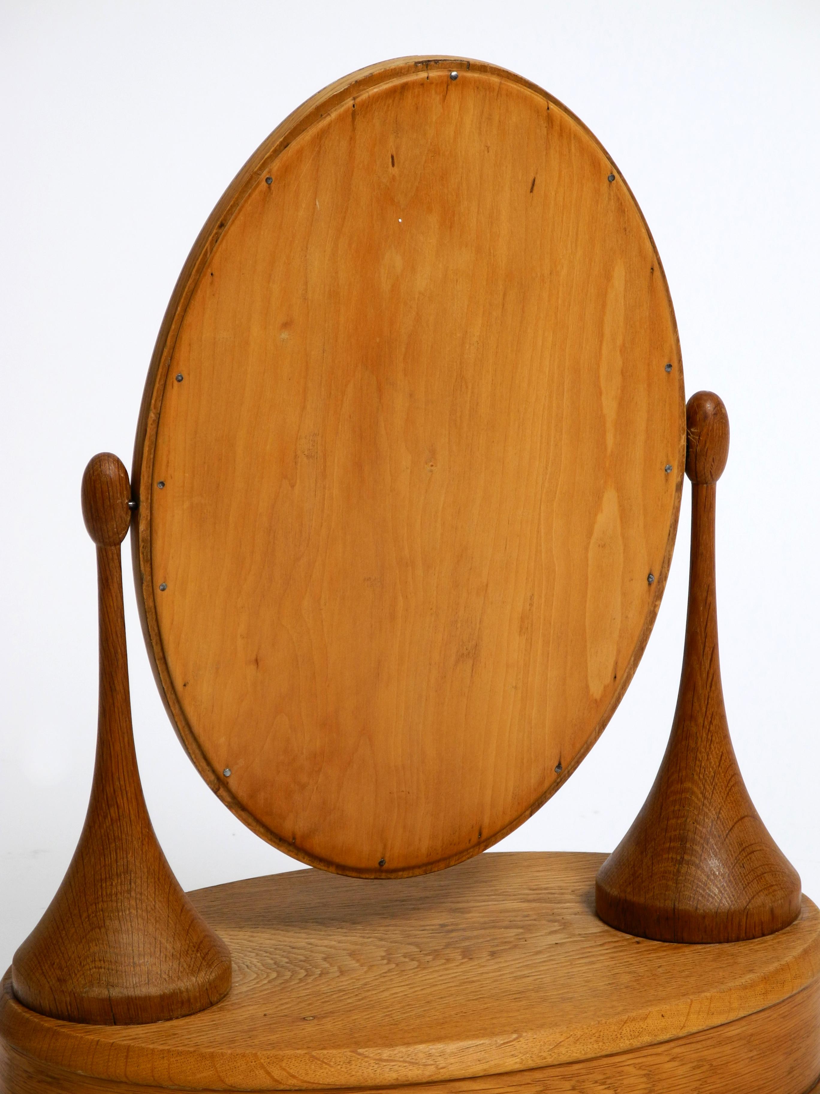 Extraordinary Beautiful 1920s Oak Table Mirror with Drawer For Sale 12