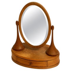 Extraordinary Beautiful 1920s Oak Table Mirror with Drawer