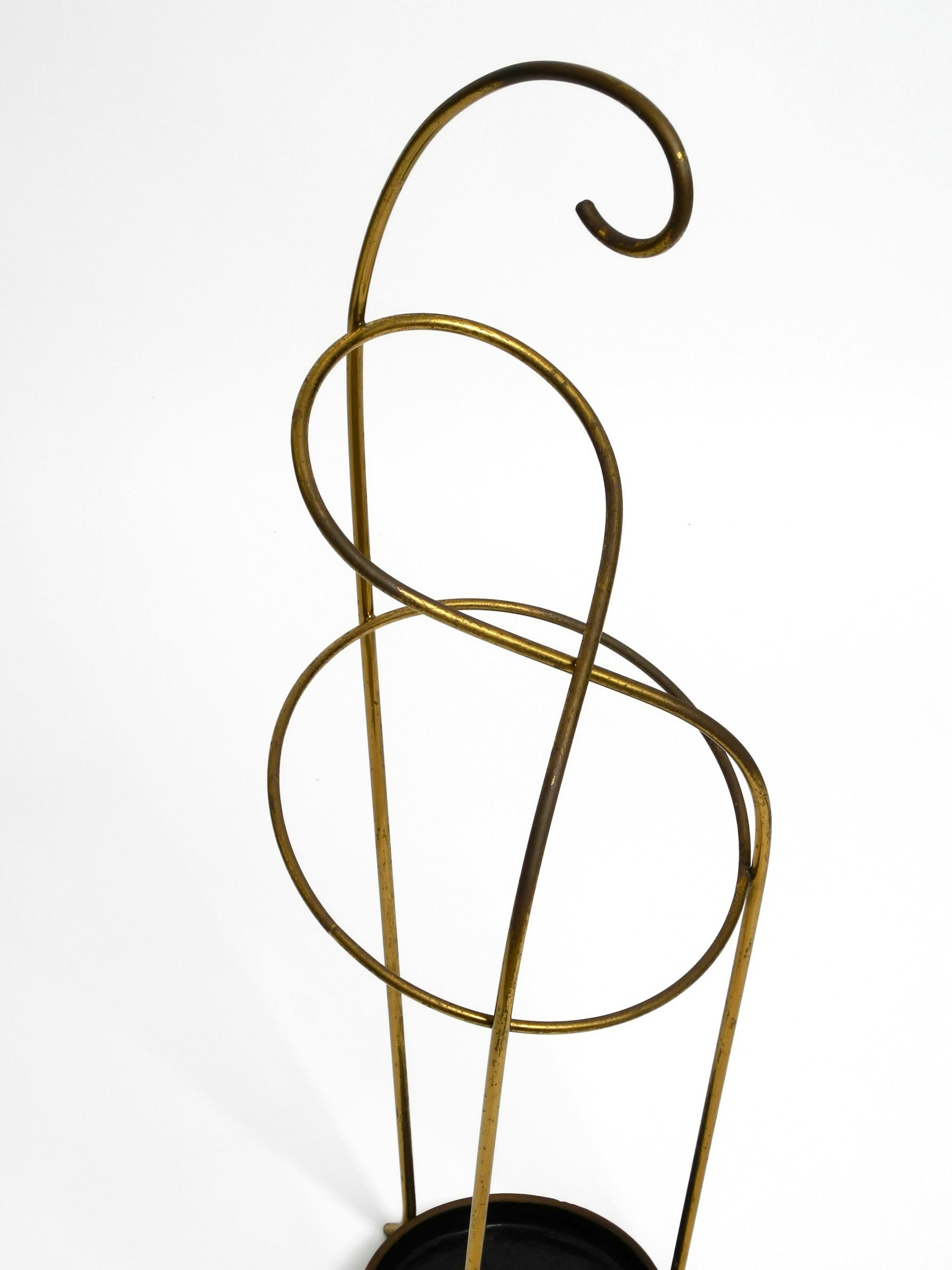 Extraordinary beautiful rare Mid Century Modern brass umbrella stand For Sale 11