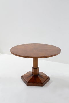 Extraordinary Biedermeier Walnut Round Table with Star