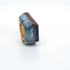 Natural Statement Boulder Opal Ring with 18 Carat Yellow Gold