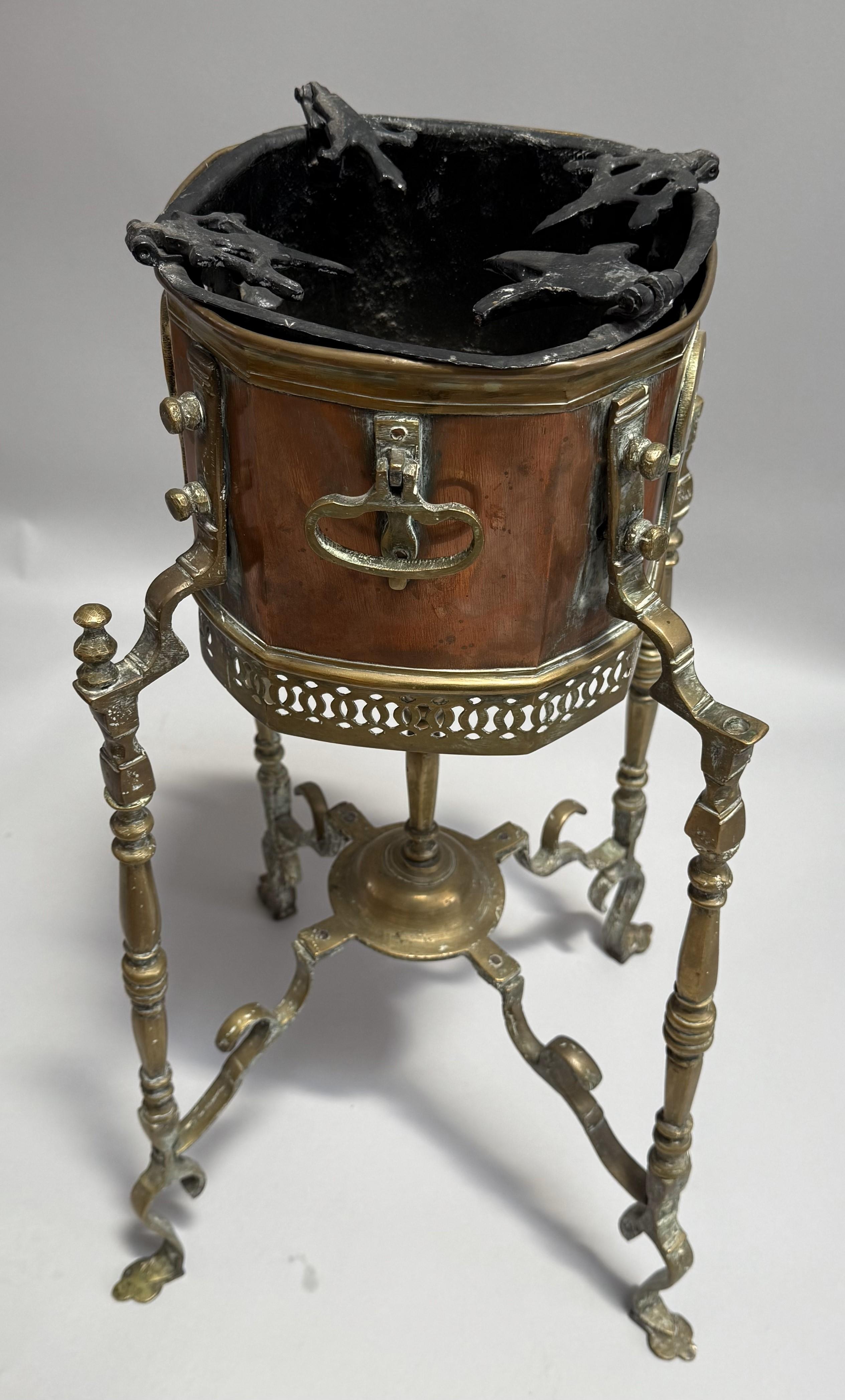 Brass Extraordinary British Empire Kettle on a Stand For Sale