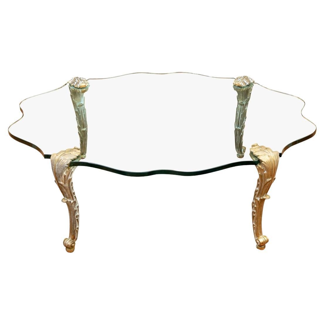 Extraordinary Bronze & Glass Cocktail Table Attr. Stephane Boudin  For Sale
