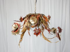 Signed Silas Seandel 1972 Custom Brass & Copper Sculpture Chandelier