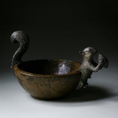 Extraordinary Burl Wood Squirrel Bowl