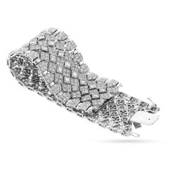 Magnificent & Rare Bulgari Diamond 18K White Gold Wide Bracelet