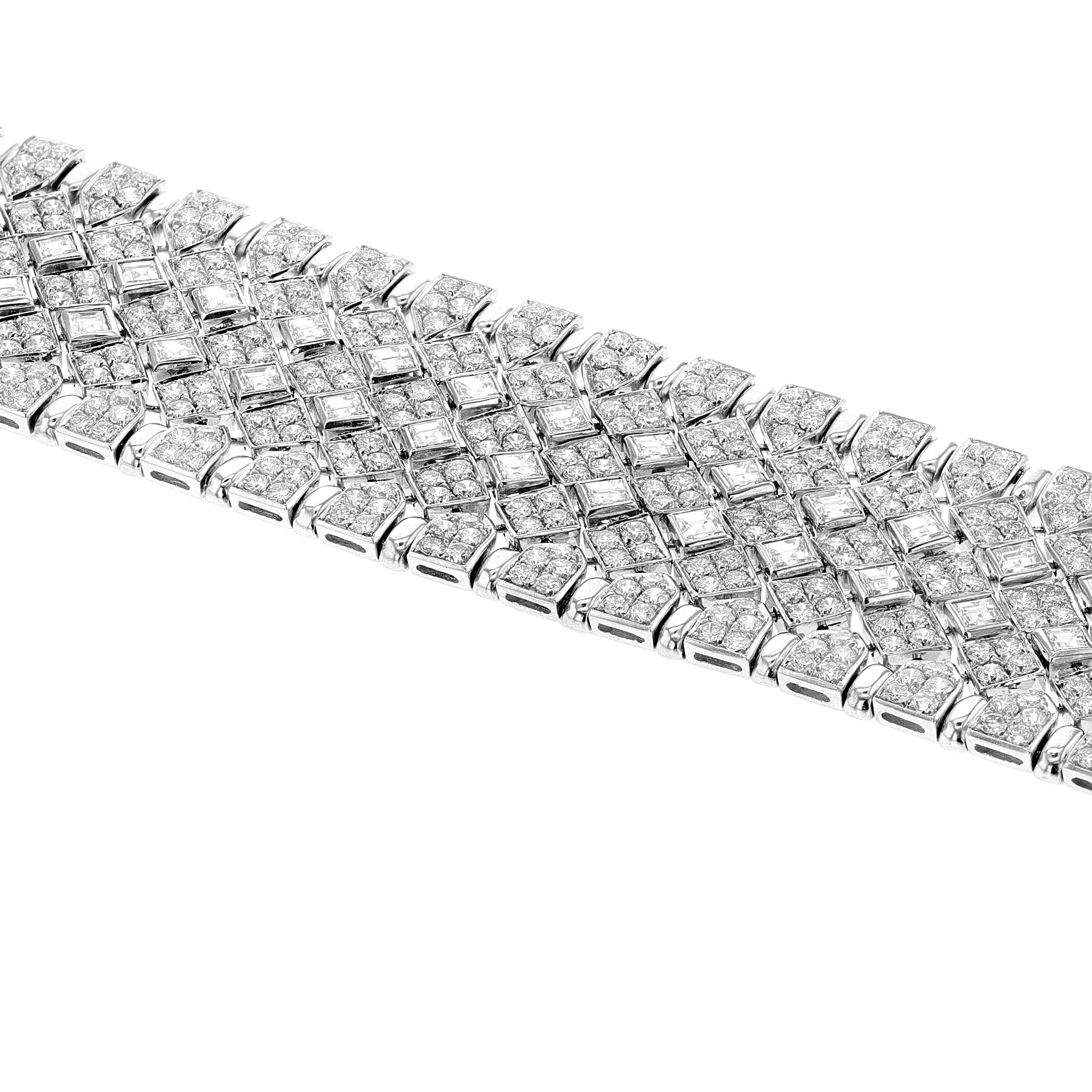 Magnificent & Rare Bulgari Diamond 18K White Gold Wide Bracelet For Sale 2