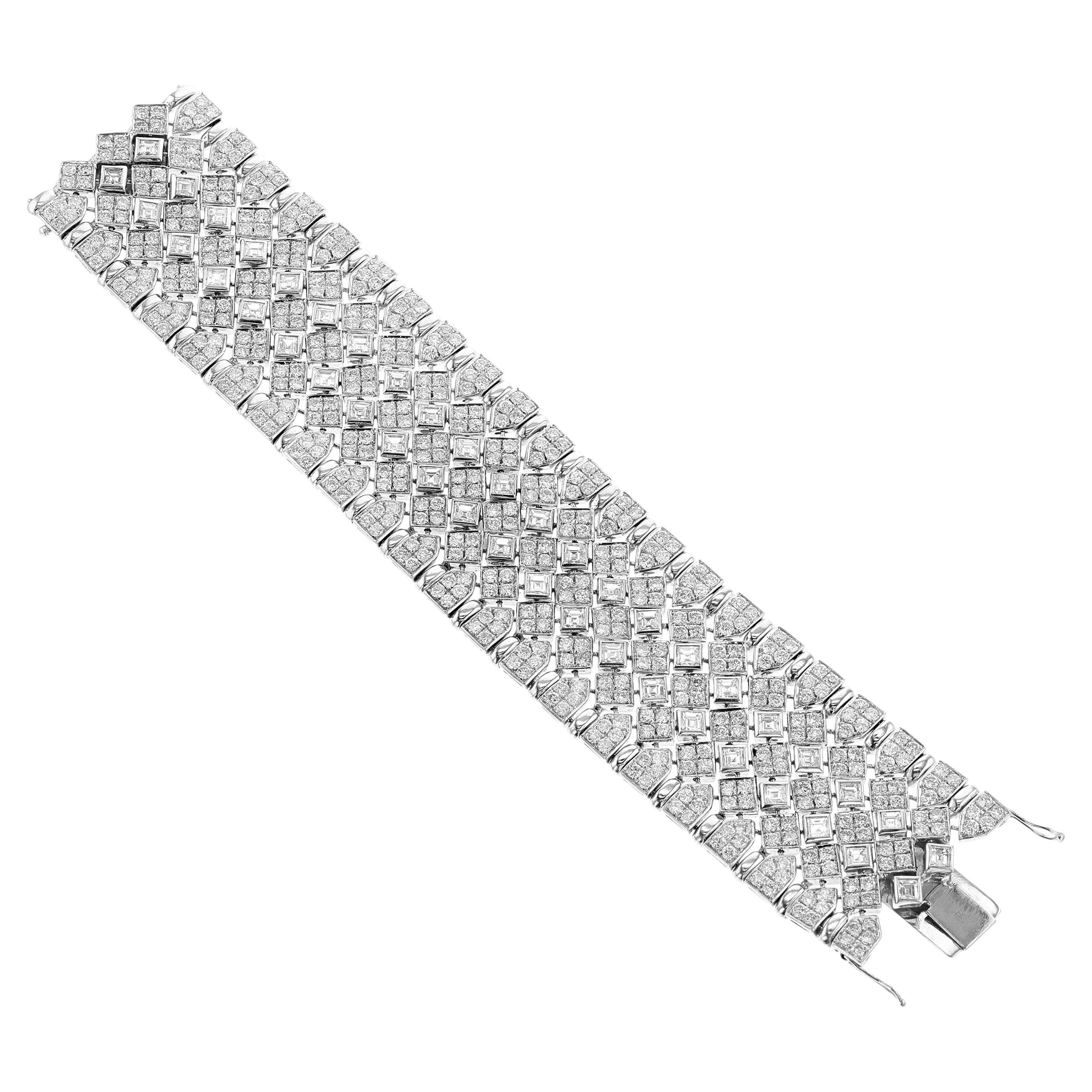 Extraordinary Bvlgari Diamond 18K White Gold Wide Bracelet