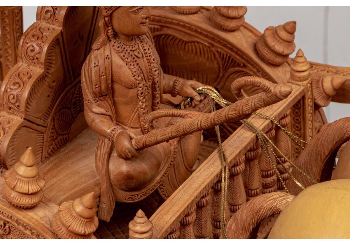 Extraordinary Carved Hindu Figural Sculpture with Krishna and Arjuna in The Triu For Sale 4