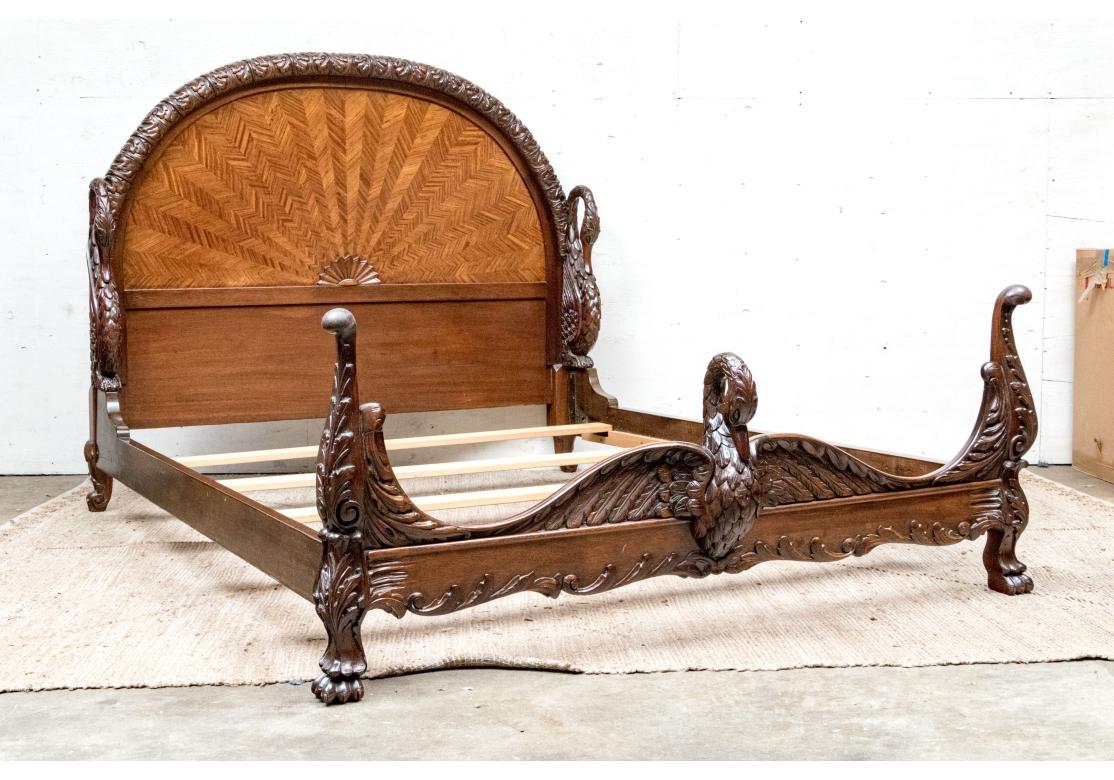 Extraordinary Carved Mahogany Full Bed With Swans For Sale 10