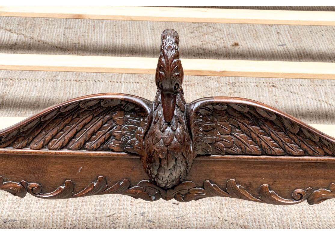 Extraordinary Carved Mahogany Full Bed With Swans For Sale 12