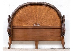 Extraordinary Carved Mahogany Full Bed With Swans