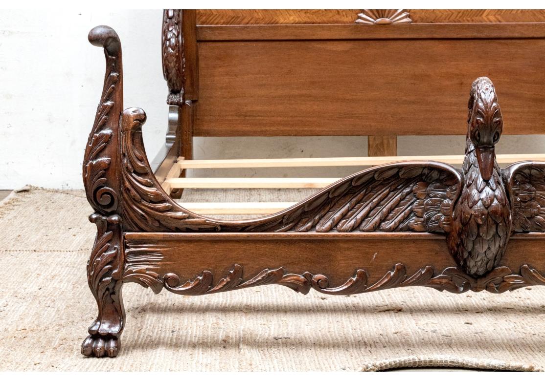 Extraordinary Carved Mahogany Full Bed With Swans For Sale 15