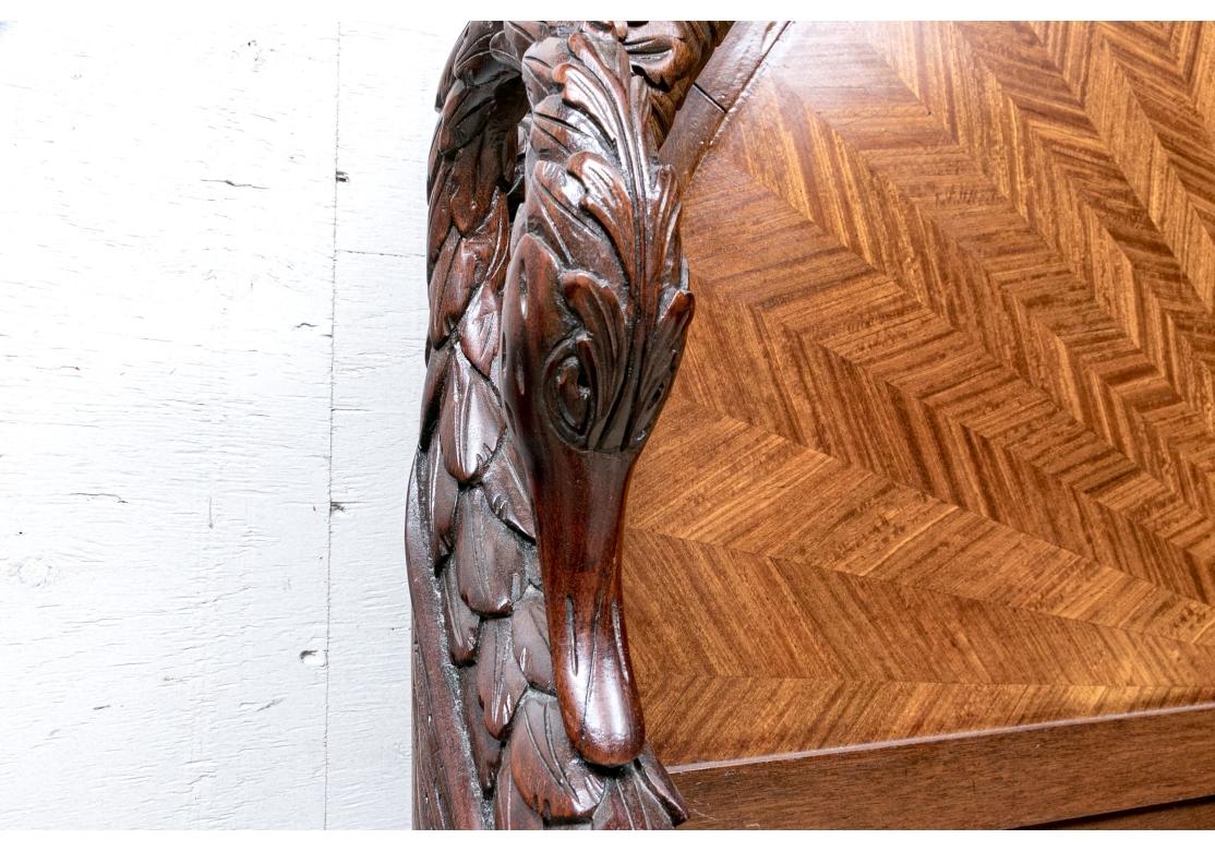 20th Century Extraordinary Carved Mahogany Full Bed With Swans For Sale