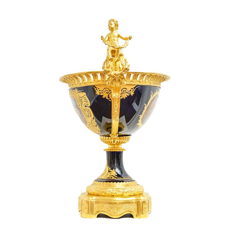 French Extraordinary Centerpiece Sèvres Porcelain and Bronze, France, 1850s