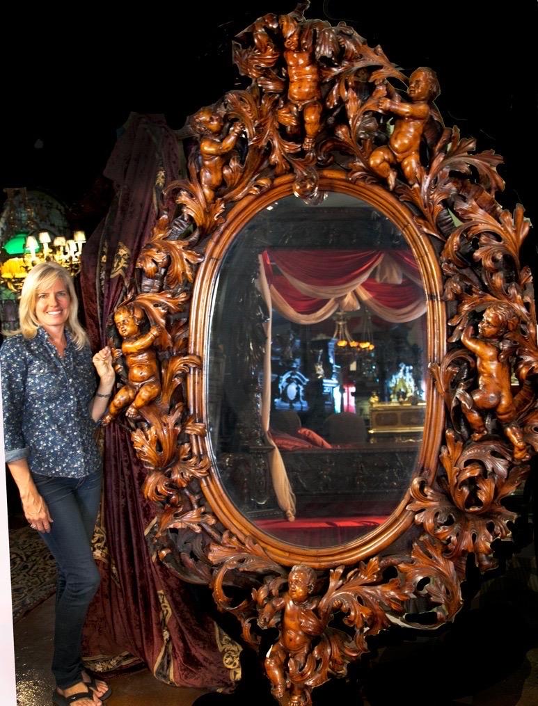 Renaissance Extraordinaire miroir de palais monumental chérubin/Putti de Valentino Besarel en vente