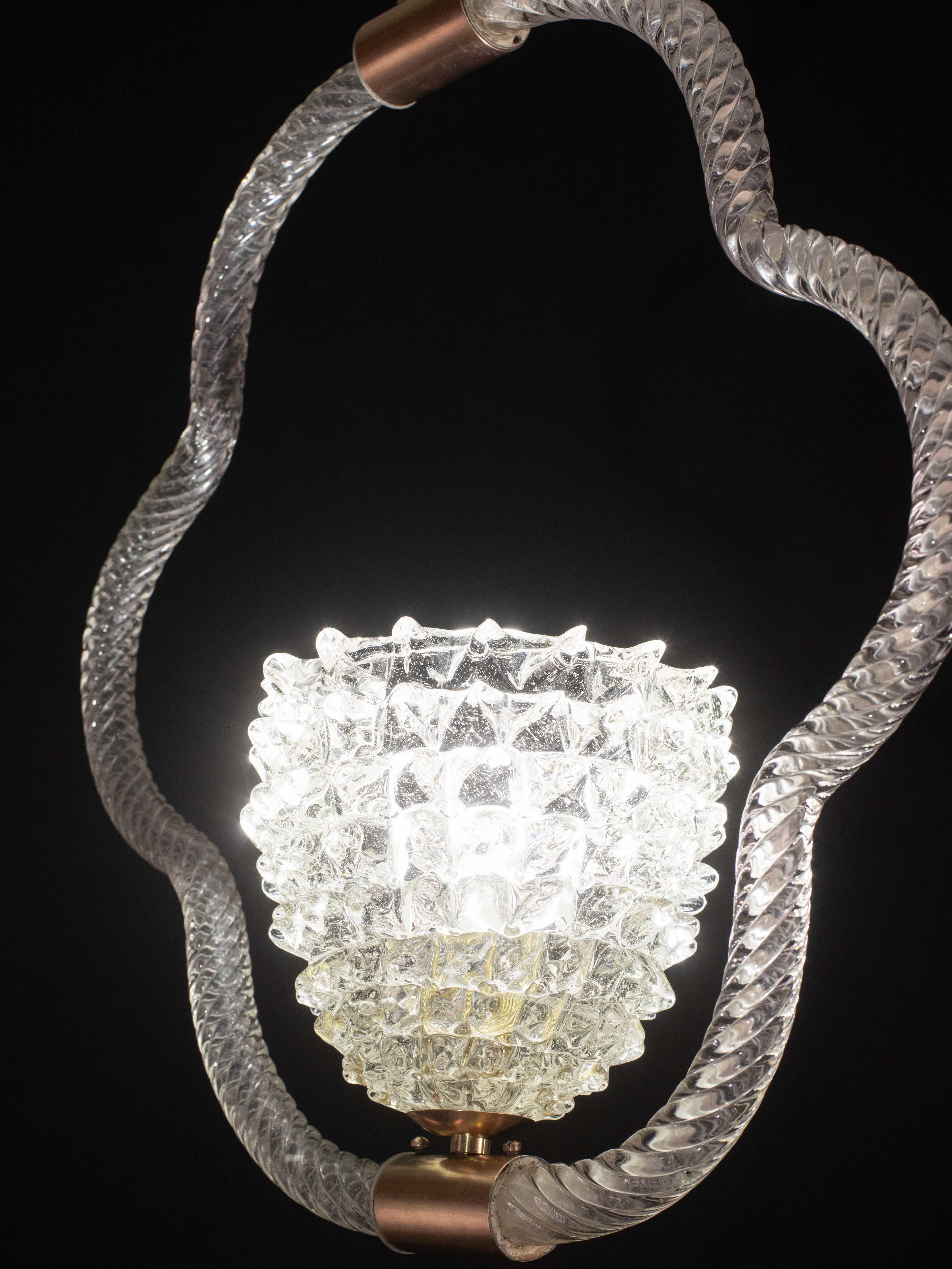 Straordinario lampadario in vetro trasparente di Murano di Barovier&Toso, anni '40 in vendita 5