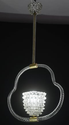 Extraordinary Clear Rostrato Murano Glass Chandelier by Barovier & Toso, 1940s