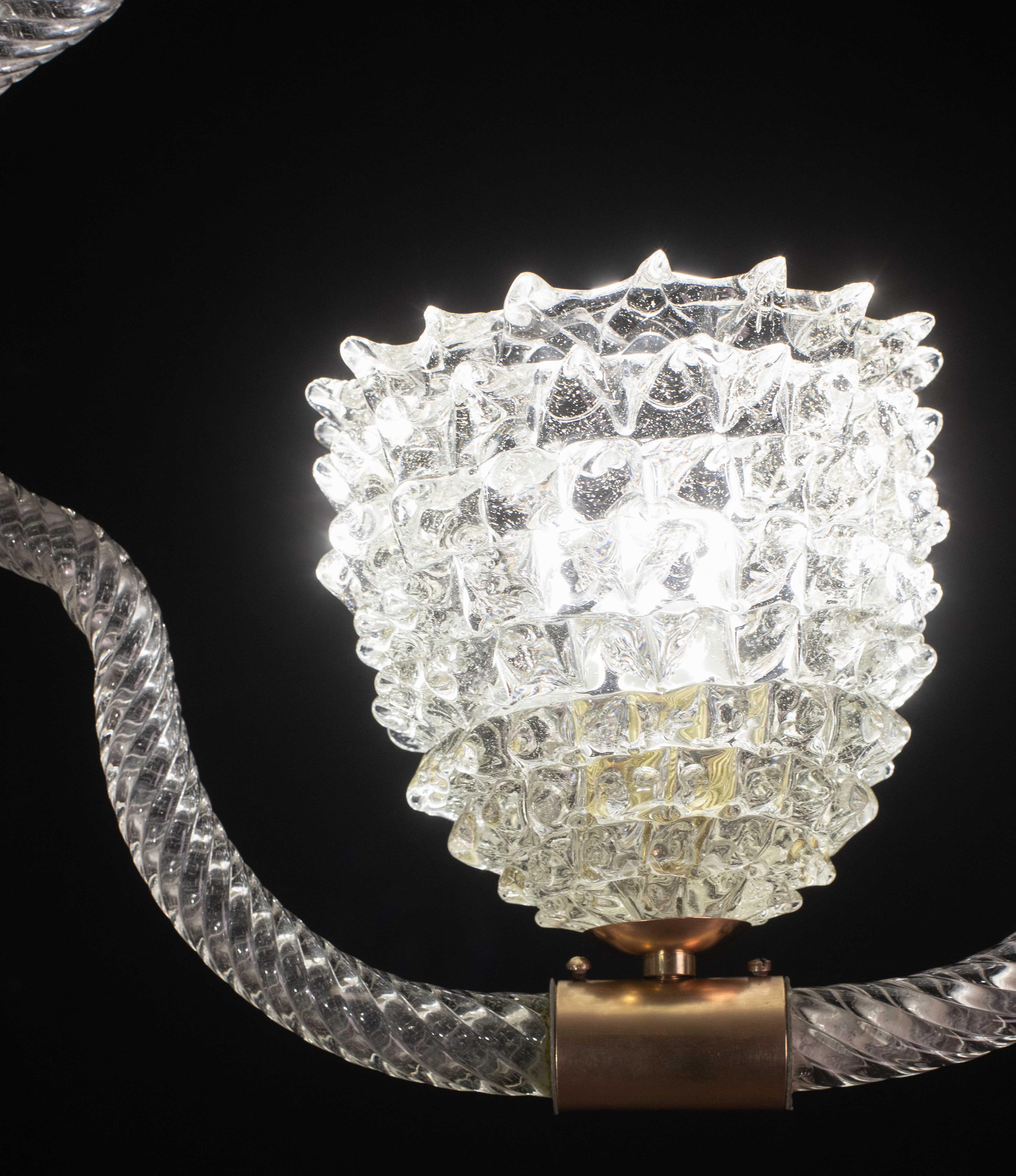 Straordinario lampadario in vetro trasparente di Murano di Barovier&Toso, anni '40 In condizioni buone in vendita a Roma, IT