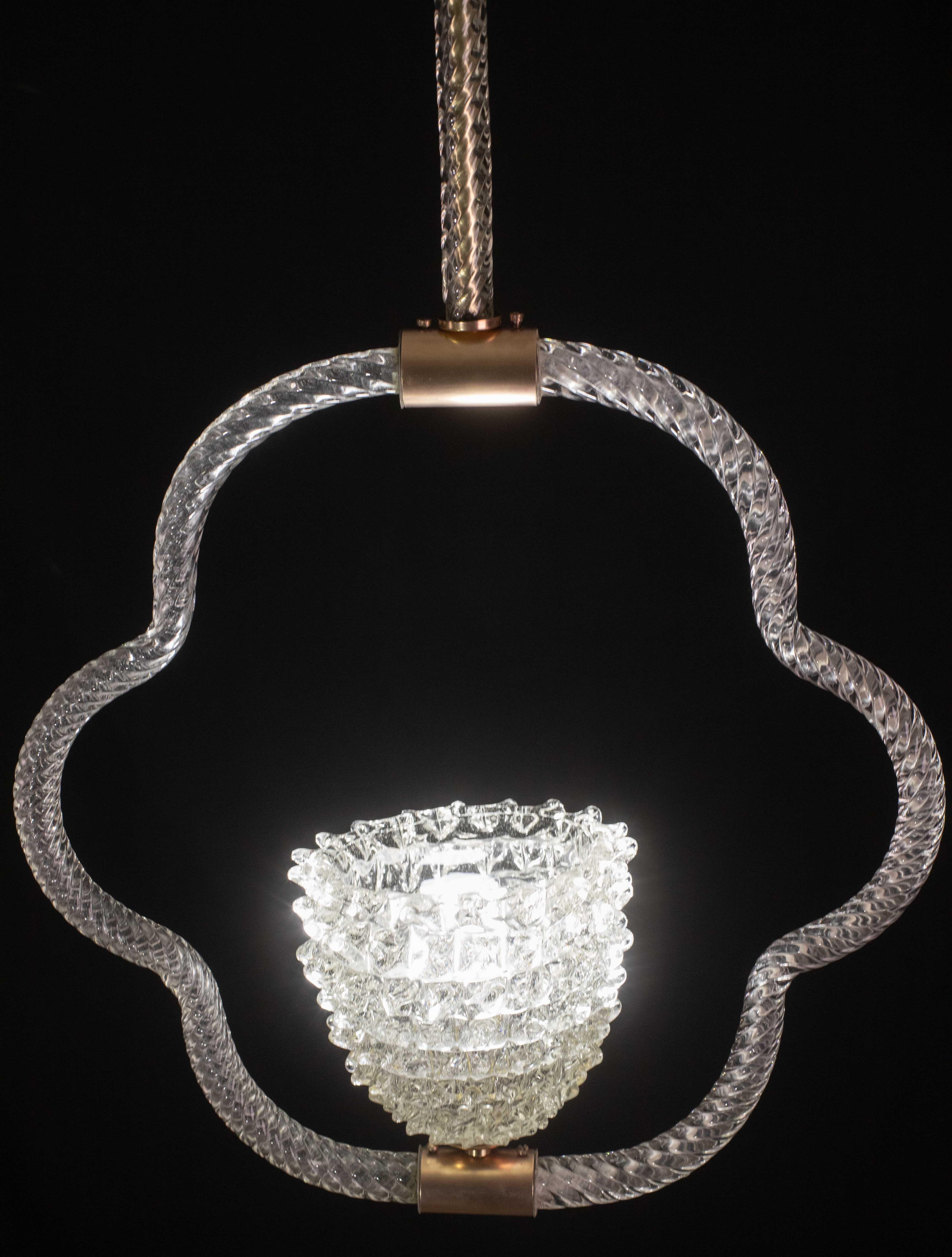Straordinario lampadario in vetro trasparente di Murano di Barovier&Toso, anni '40 in vendita 1