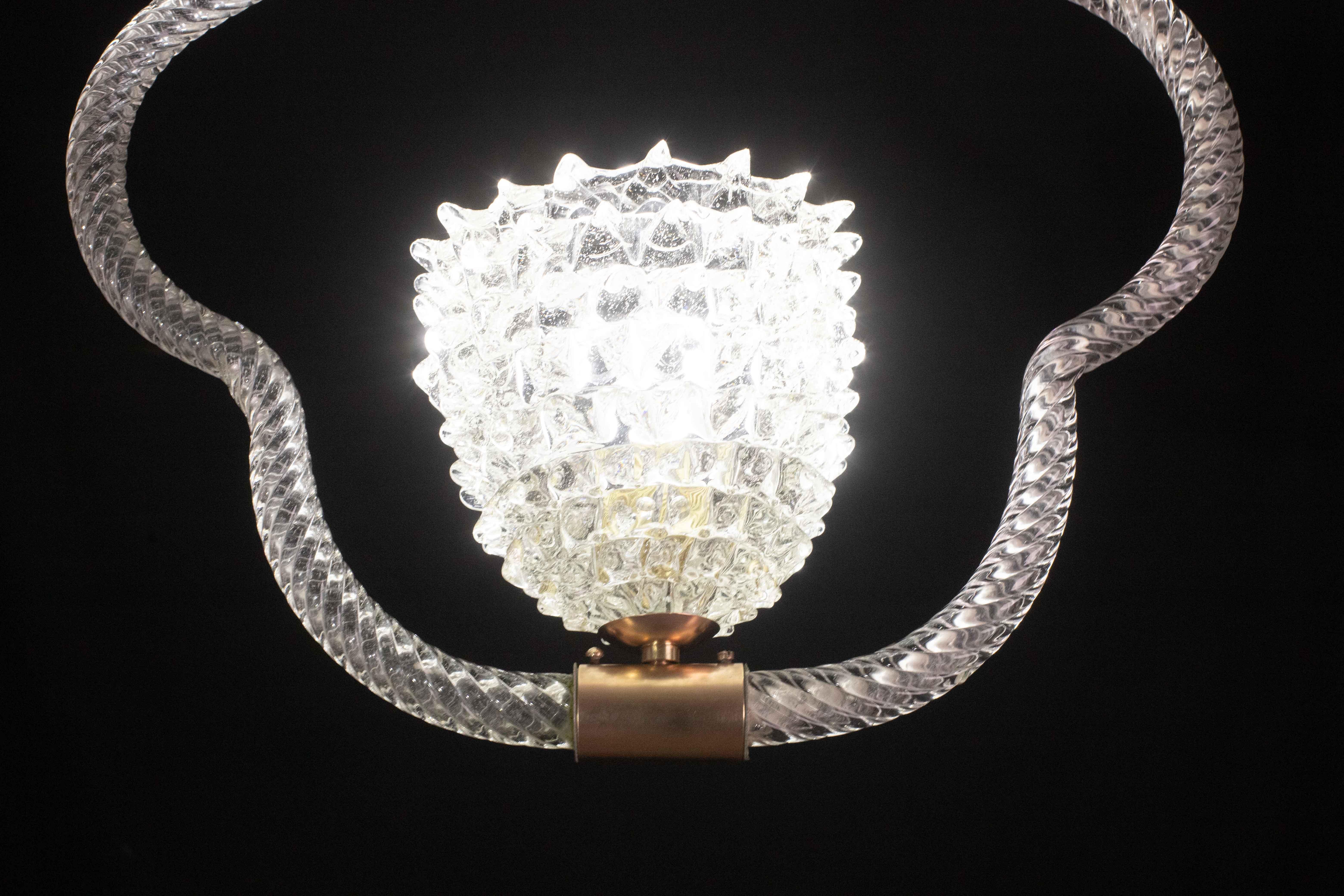 Straordinario lampadario in vetro trasparente di Murano di Barovier&Toso, anni '40 in vendita 2