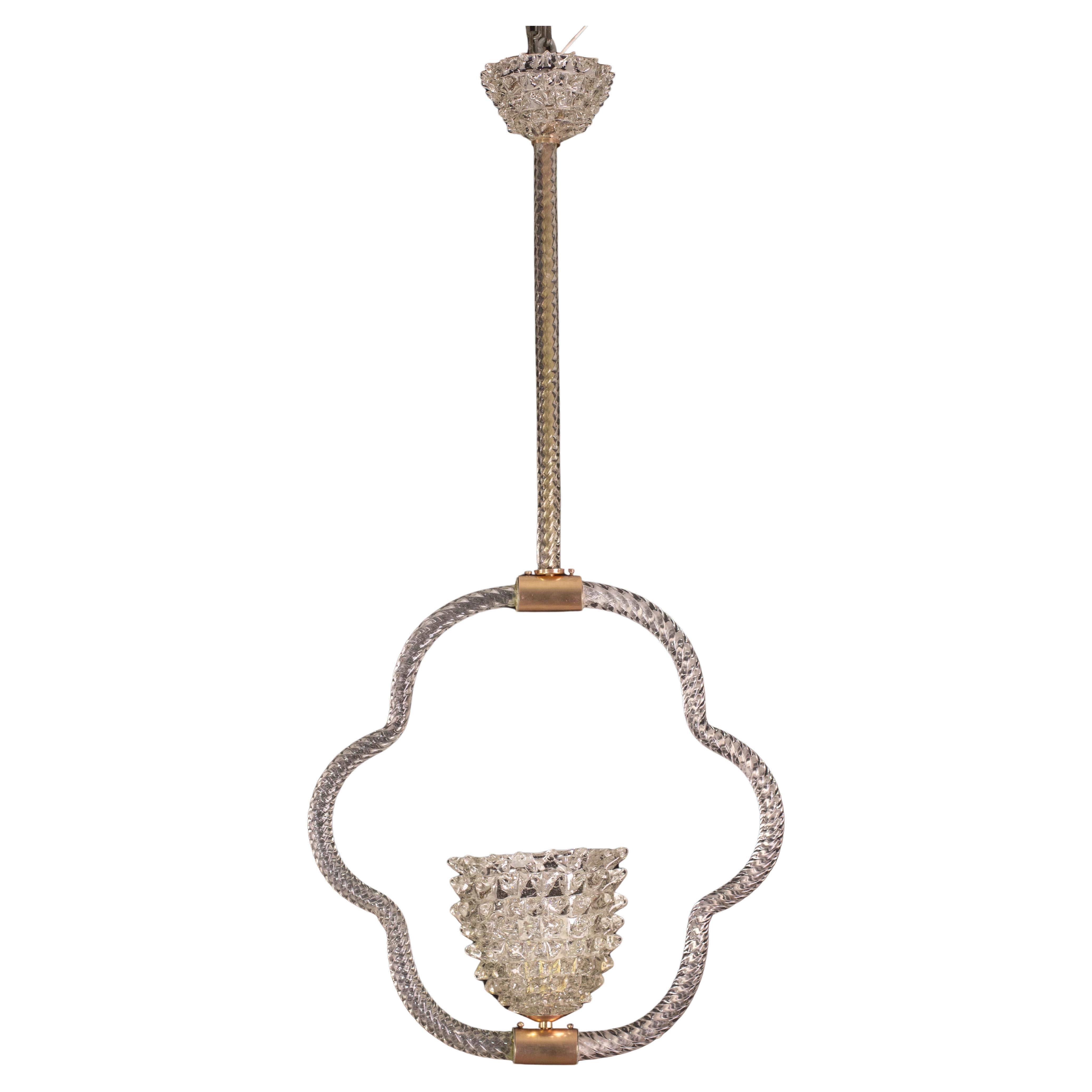 Extraordinary Clear Rostrato Murano Glass Chandelier by Barovier & Toso, 1940s