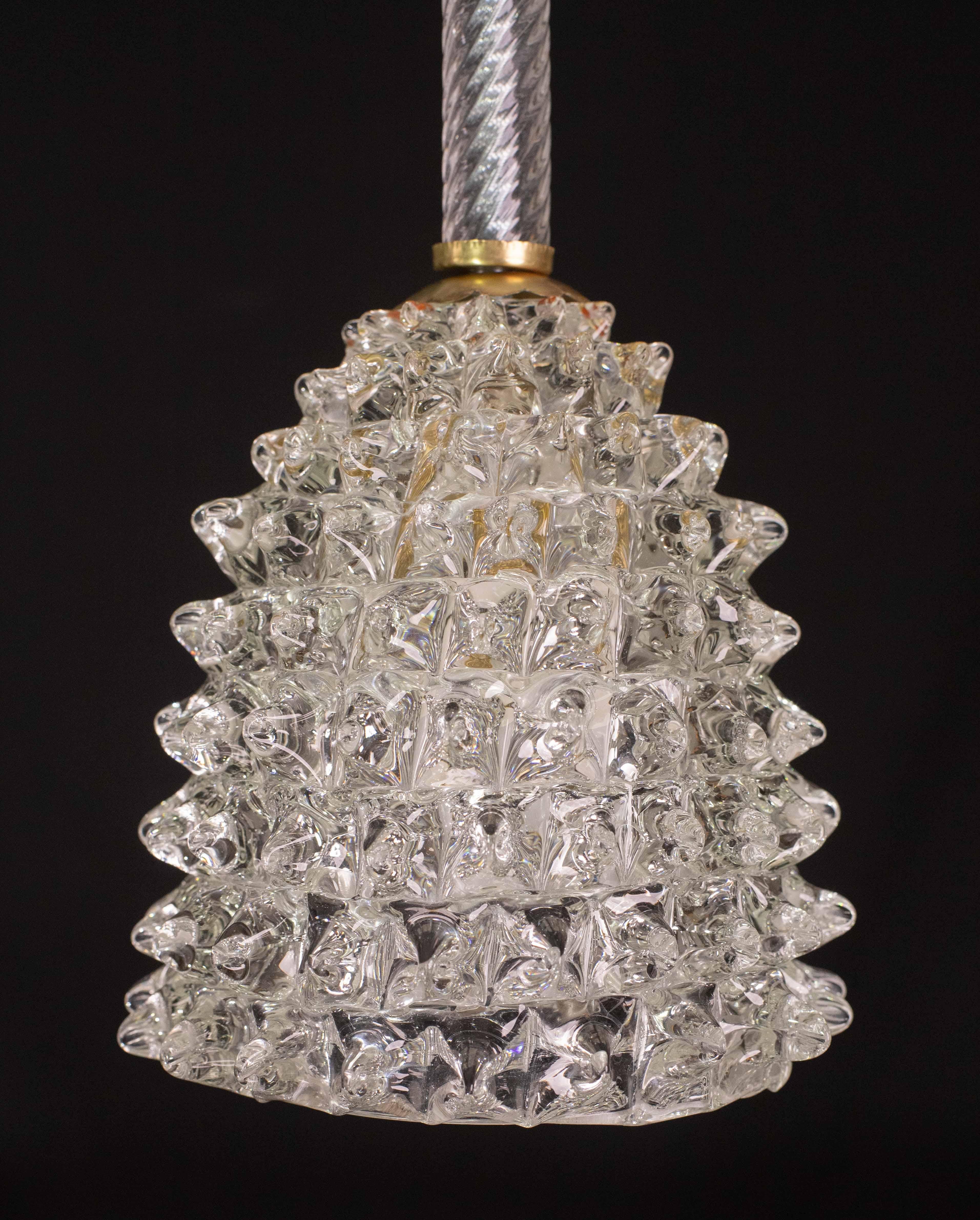 Metà XX secolo Straordinario Penadant in vetro di Murano trasparente e rostrato di Barovier&Toso, anni '40 in vendita