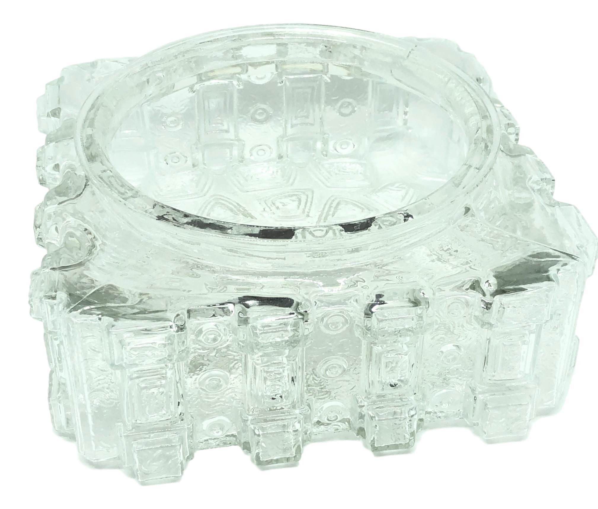Extraordinary Cubistic Clear Glass Flush Mount, Germany, 1970s For Sale 4
