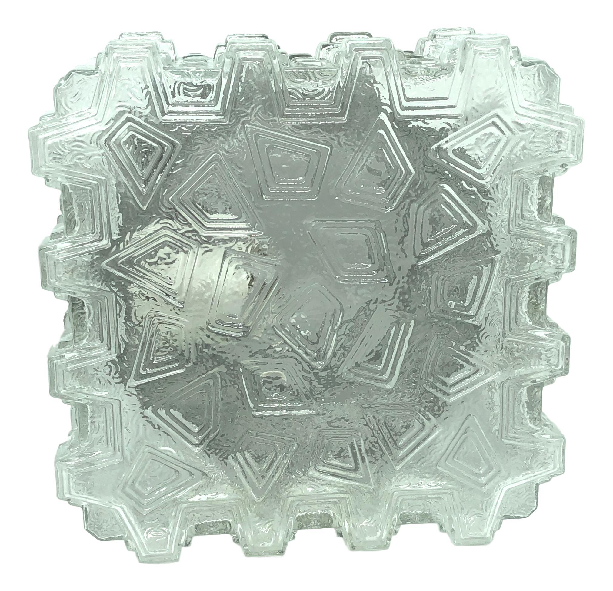 Metal Extraordinary Cubistic Clear Glass Flush Mount, Germany, 1970s For Sale