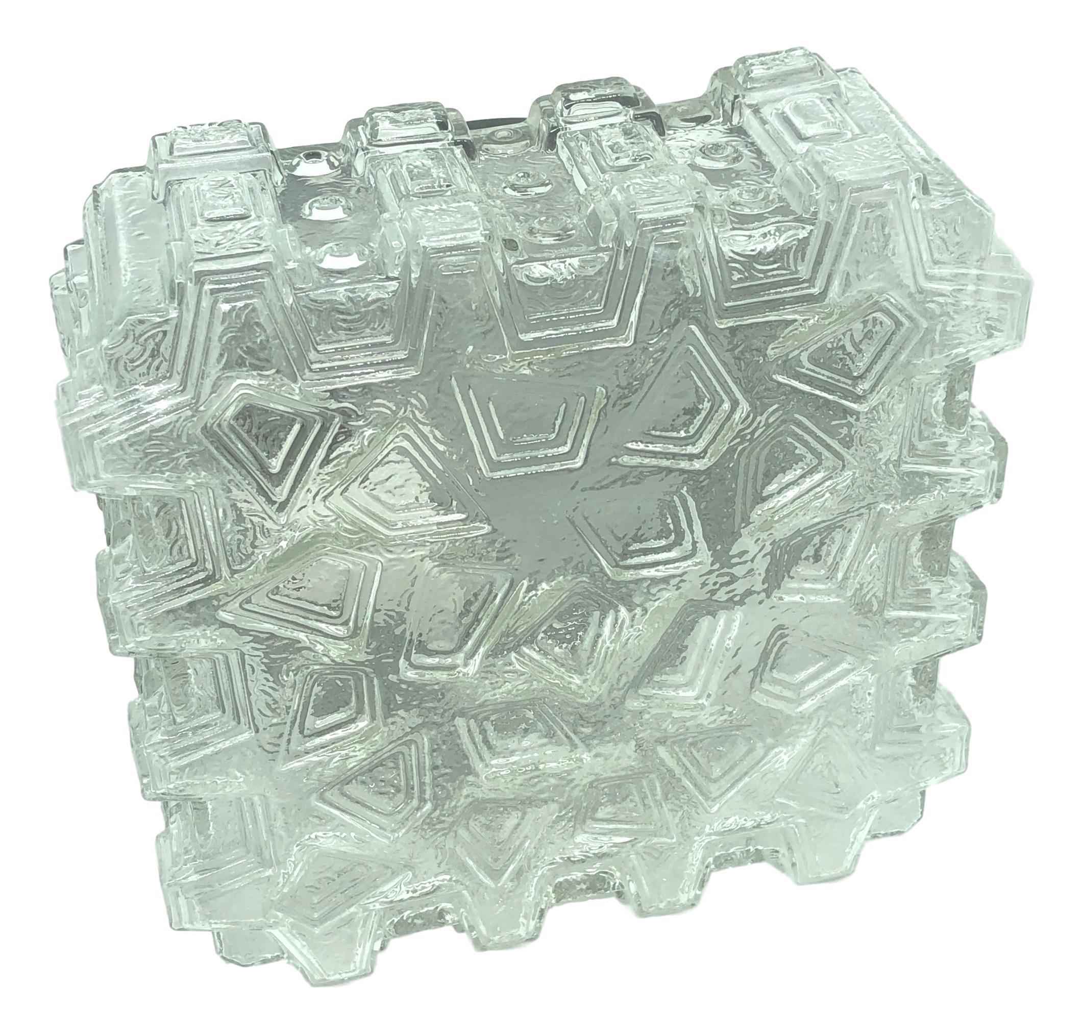Extraordinary Cubistic Clear Glass Flush Mount, Germany, 1970s For Sale 1