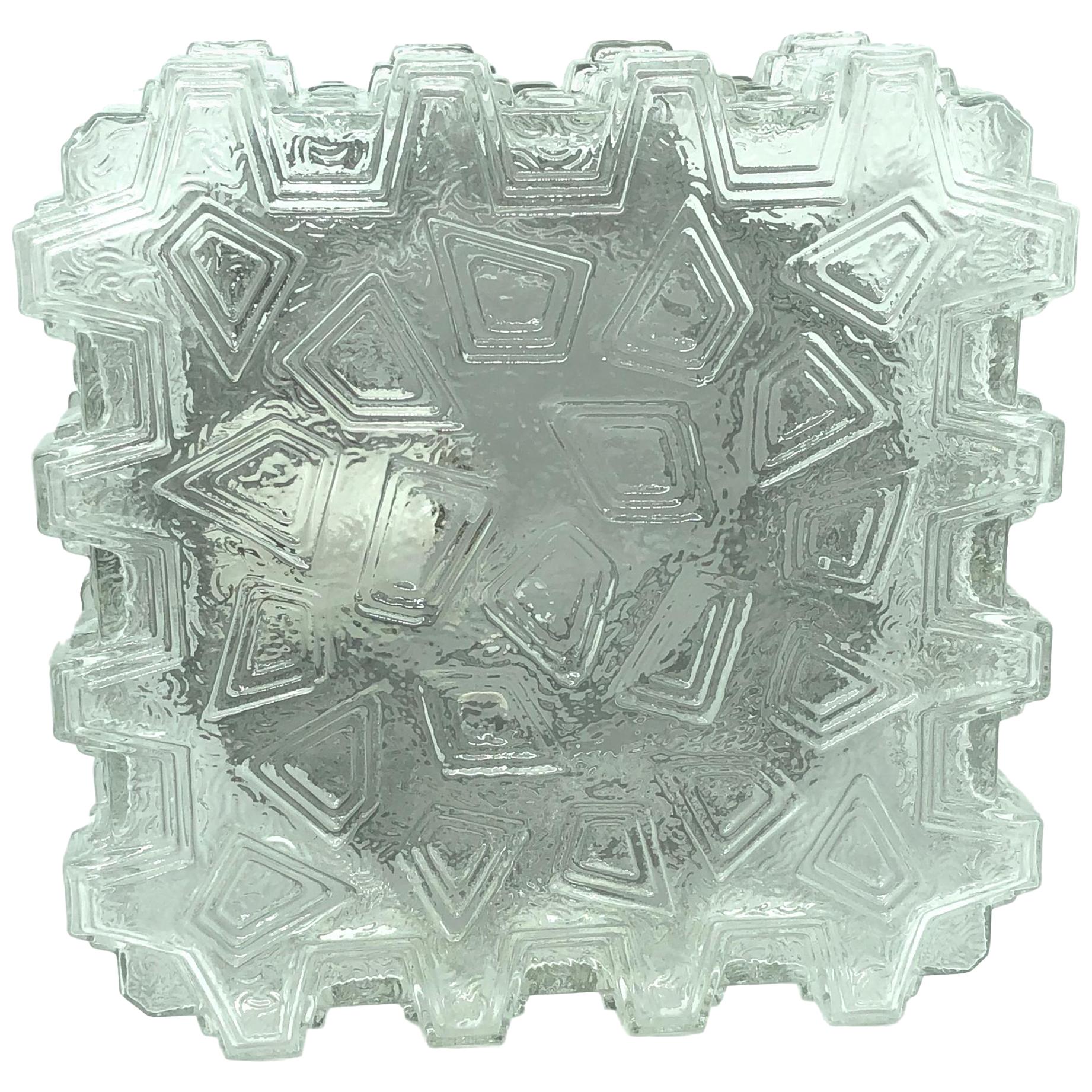 Extraordinary Cubistic Clear Glass Flush Mount, Germany, 1970s For Sale
