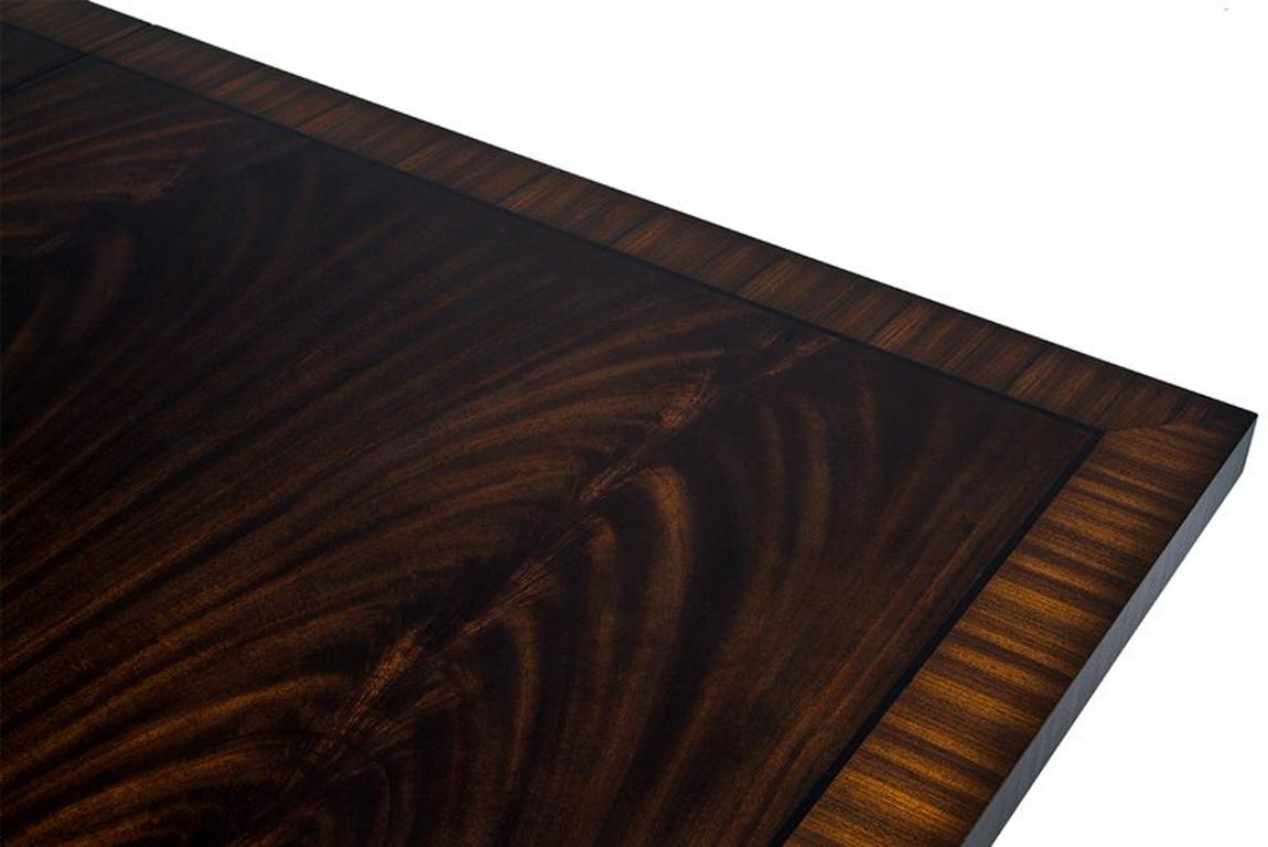 Extraordinary Custom-Made Art Deco Mahogany Dining Table with Rosewood Banding In New Condition For Sale In North York, ON