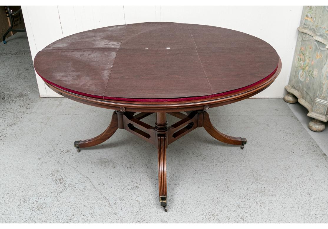 Extraordinary Custom Made English Mill House Antiques Inlaid Round Dining Table In Good Condition For Sale In Bridgeport, CT