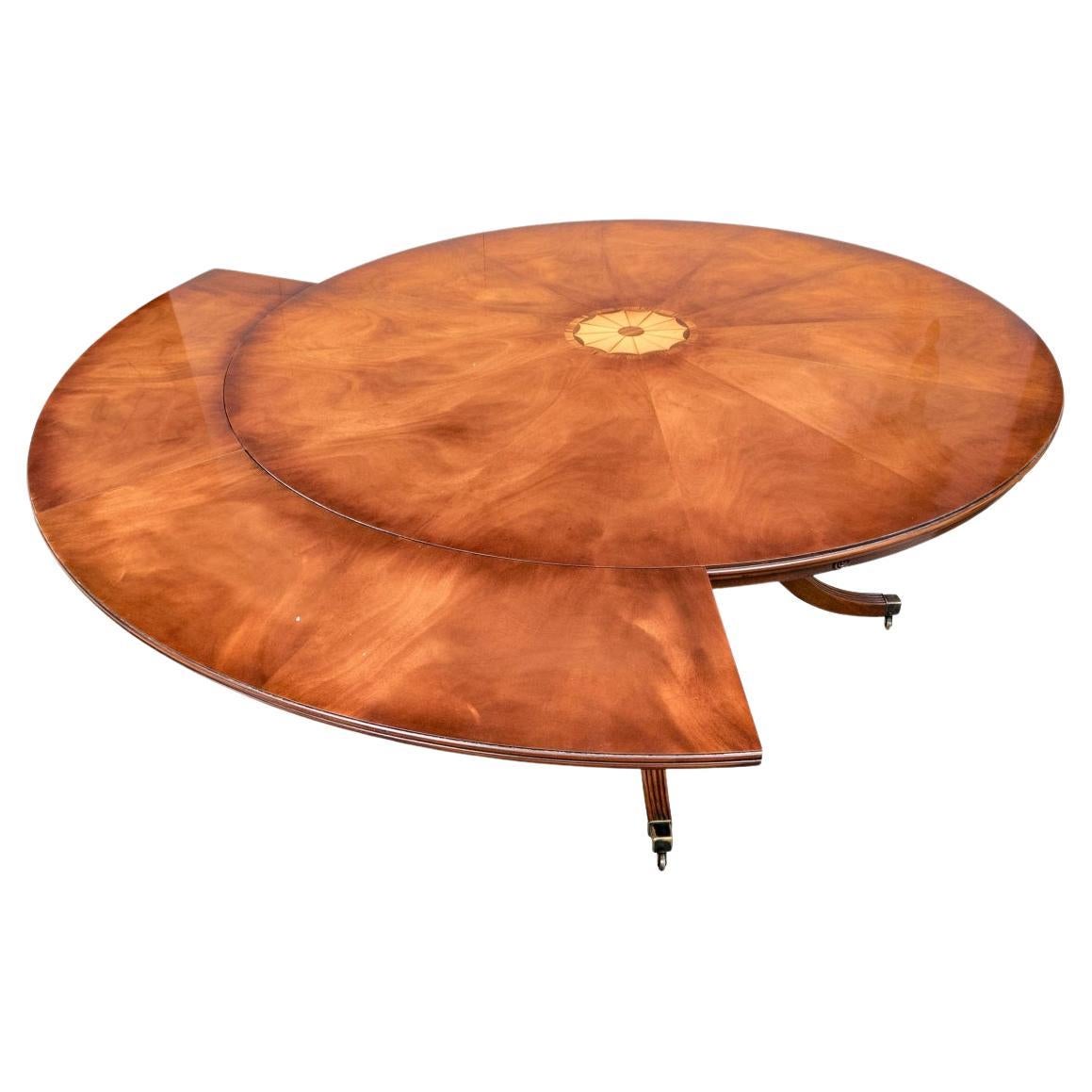 Extraordinary Custom Made English Mill House Antiques Inlaid Round Dining Table For Sale