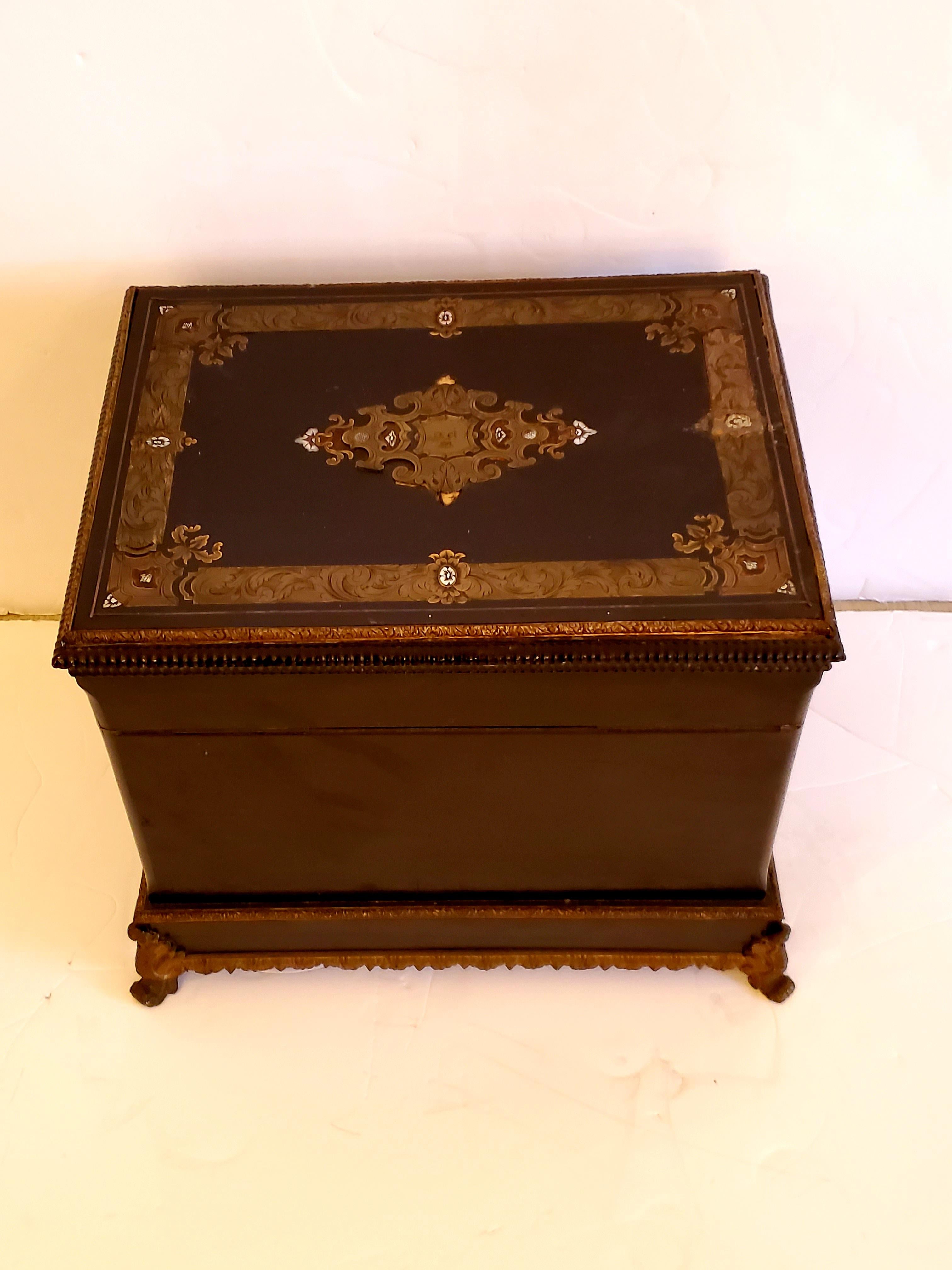 North American Extraordinary Decorative Painted Box with Ormolu Base