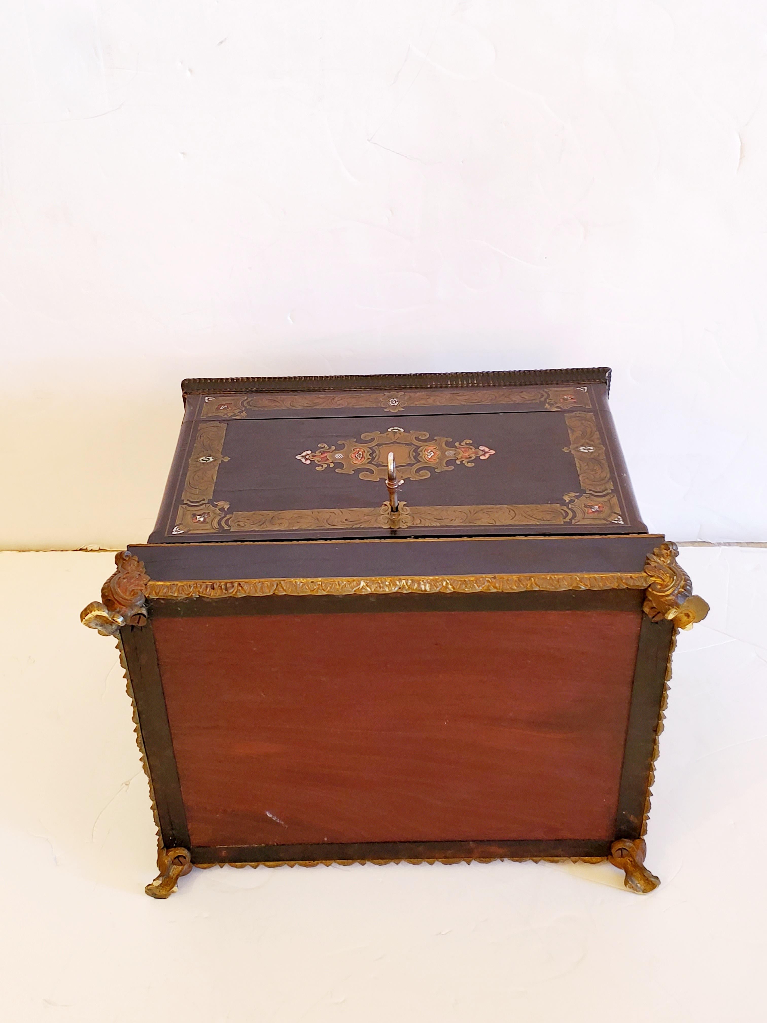 Extraordinary Decorative Painted Box with Ormolu Base In Good Condition In Hopewell, NJ