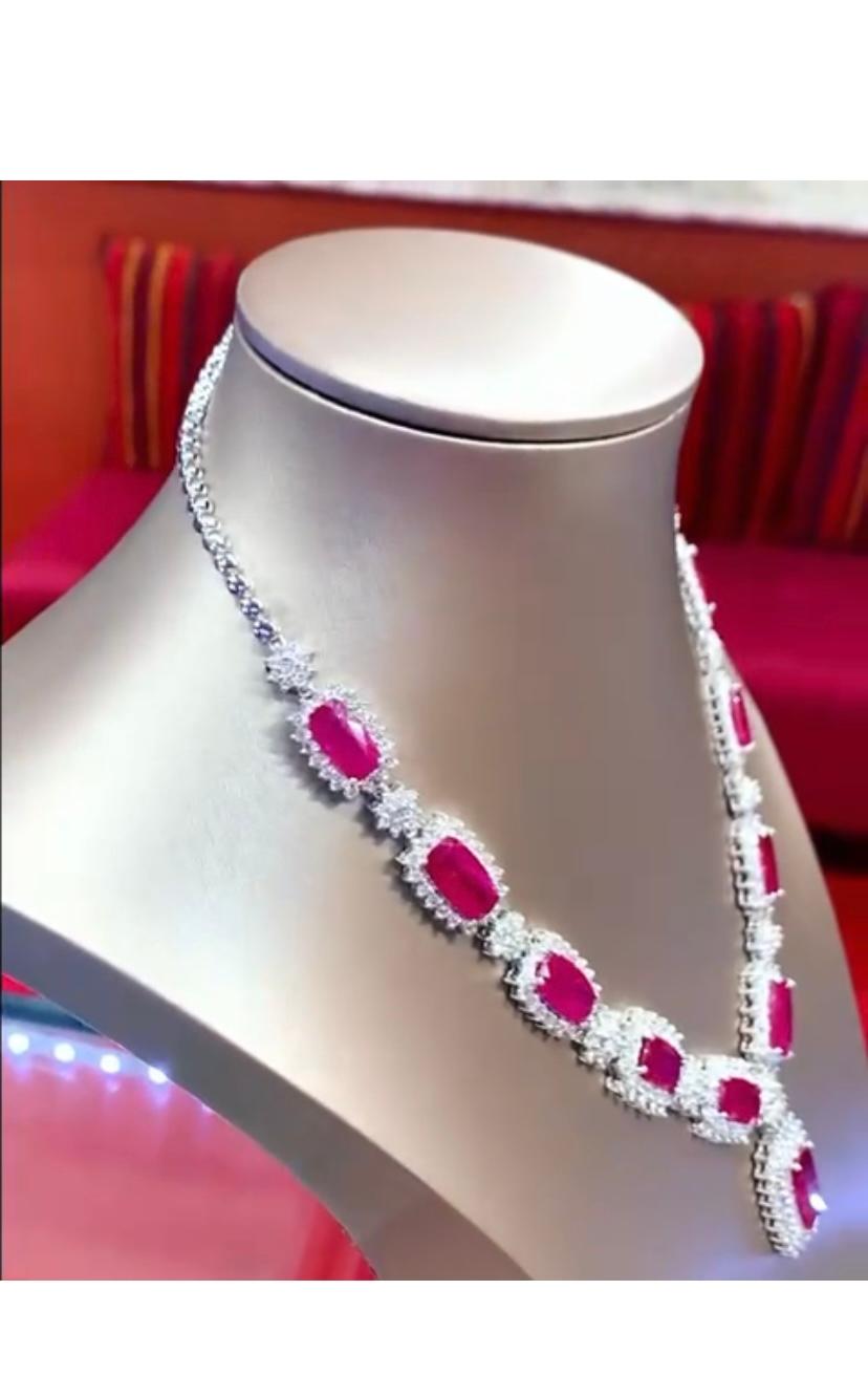 Extraordinary Design with Ct 63, 32 of Burma Rubies and Diamonds on Necklace In New Condition For Sale In Massafra, IT