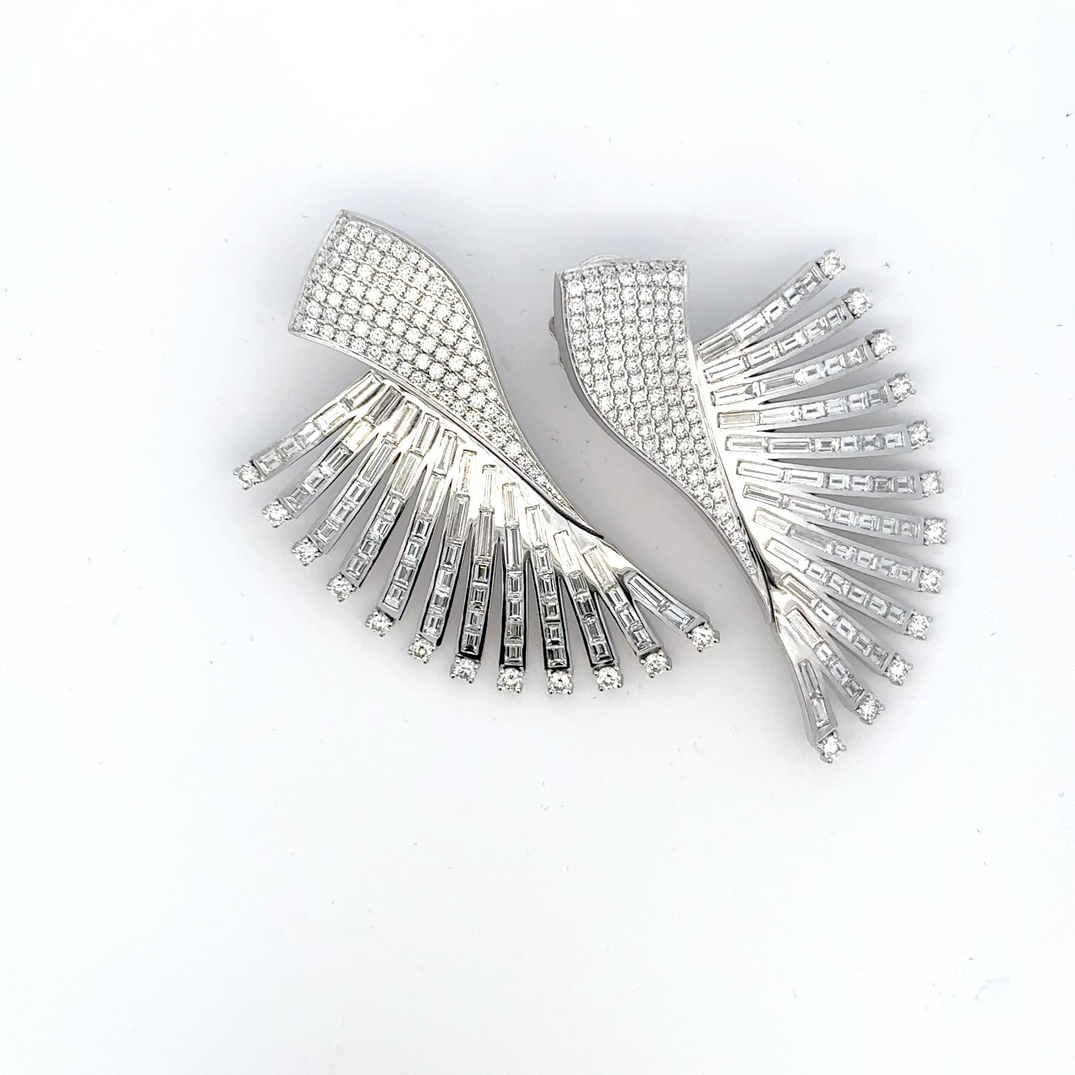 Baguette Cut Extraordinary Diamond Earrings For Sale