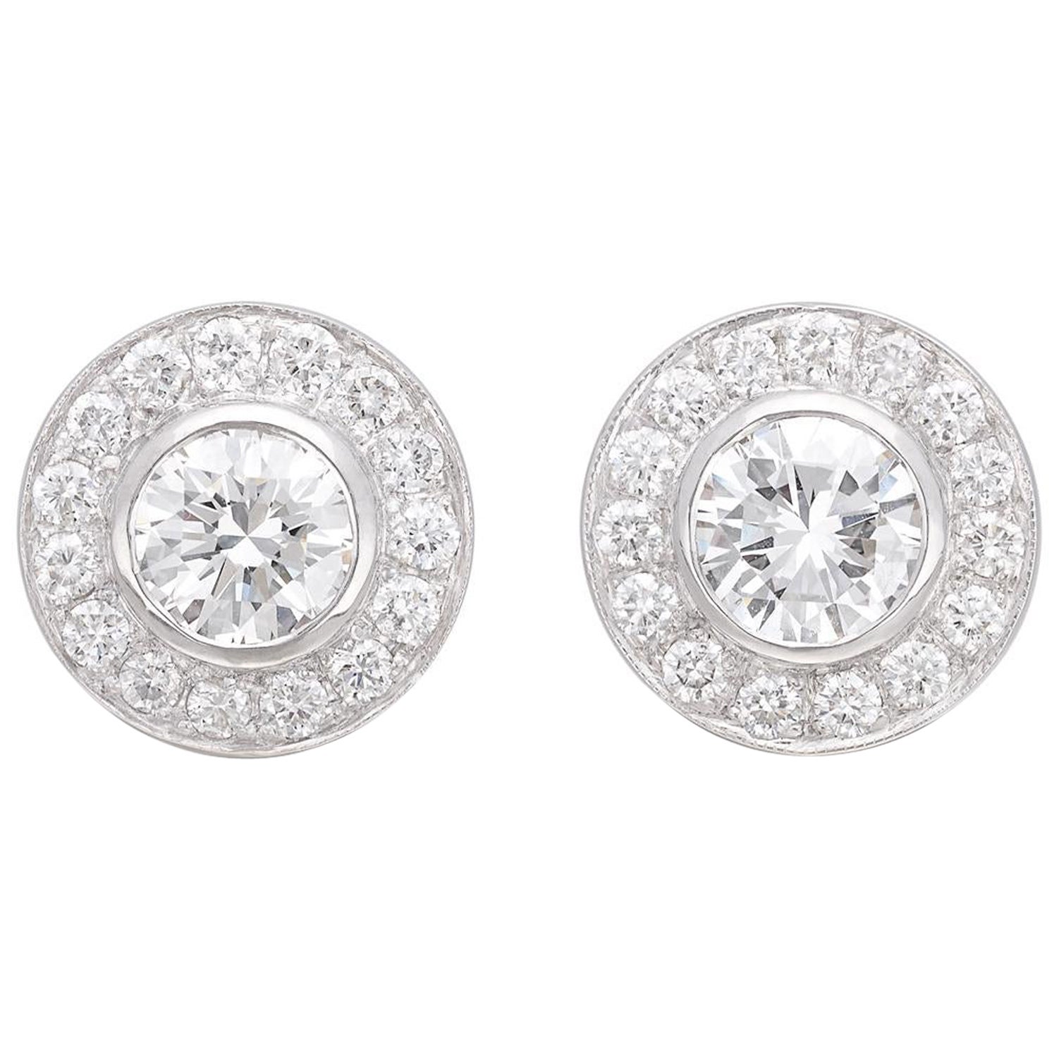 Außergewöhnliche Diamant-Halo-Ohrstecker aus Platin