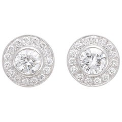Extraordinary Diamond Halo Stud Platinum Earrings